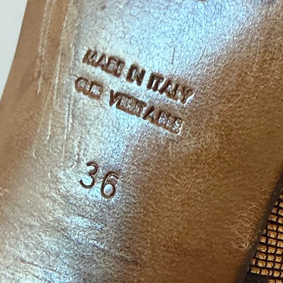 Vtg YSL Yves Saint Laurent Casablanca slide sandals chocolate canvas size 36 - Picture 9 of 12